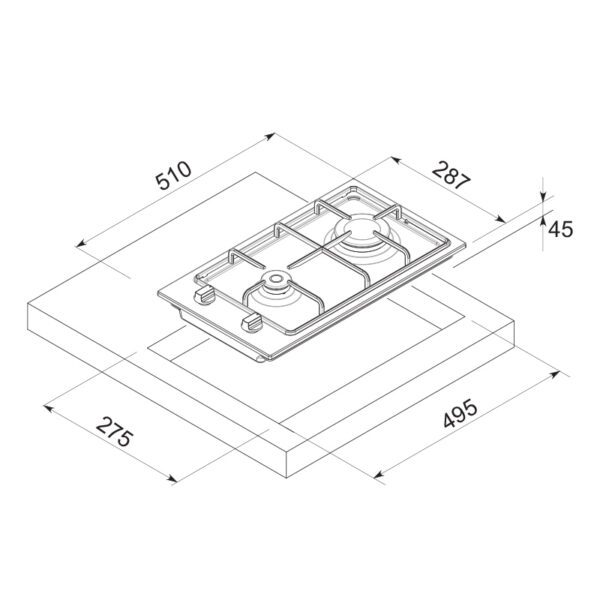 PLAQUE CUISSON FOCUS F813X 2FEUX - INOX – Image 2