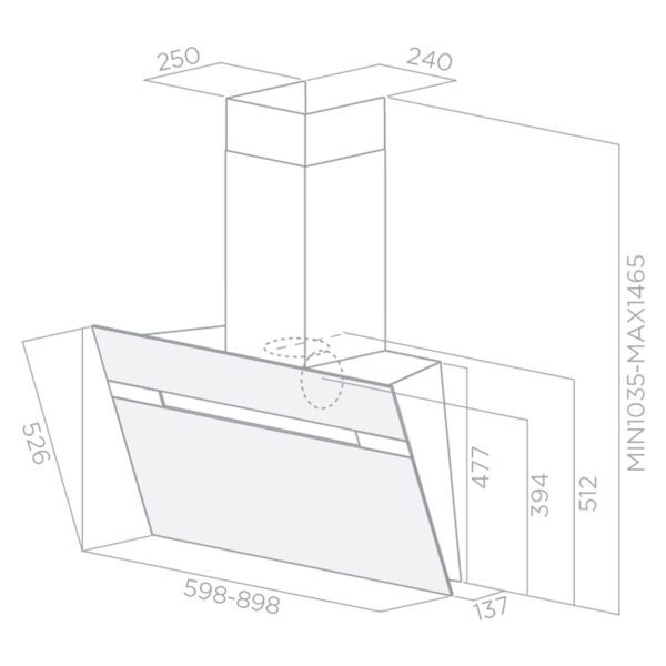 HOTTE DECORATIF FOCUS F911B 90CM VITRO NOIR – Image 2
