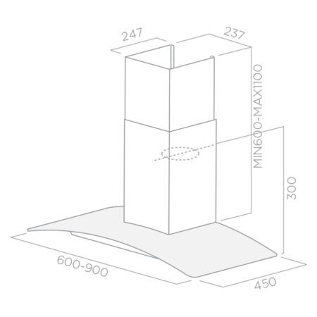 HOTTE CHEMINÉE FOCUS F914X 90CM - INOX – Image 2