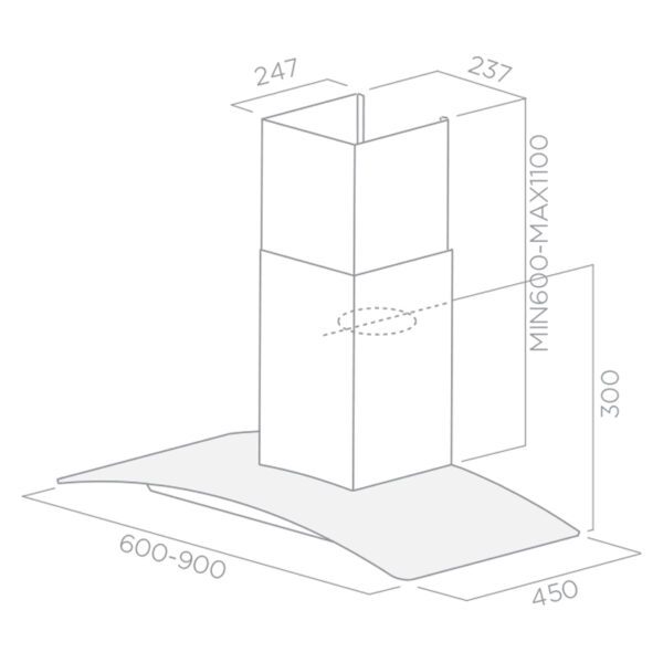 HOTTE CHEMINÉE FOCUS F914X 90CM - INOX – Image 2