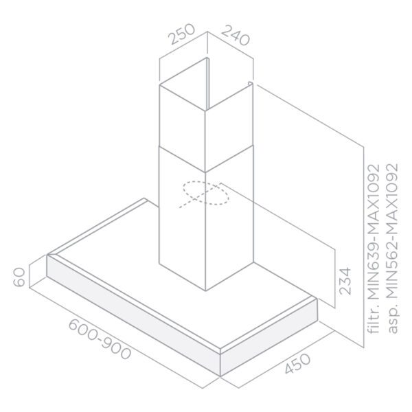 HOTTE CHEMINÉE FOCUS F918X 90CM - INOX – Image 2