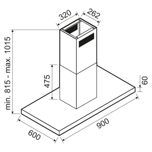 HOTTE CENTRALE FOCUS - FILO 9020 - 90CM - INOX – Image 2