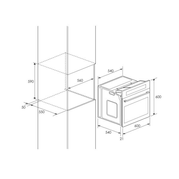 FOUR MULTIFONCTION FOCUS QUADRA66 - 60 CM - INOX – Image 2
