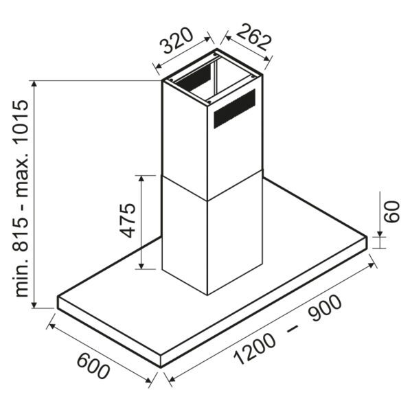 HOTTE CENTRALE FOCUS QUADRA 9000 - 90CM - INOX – Image 2