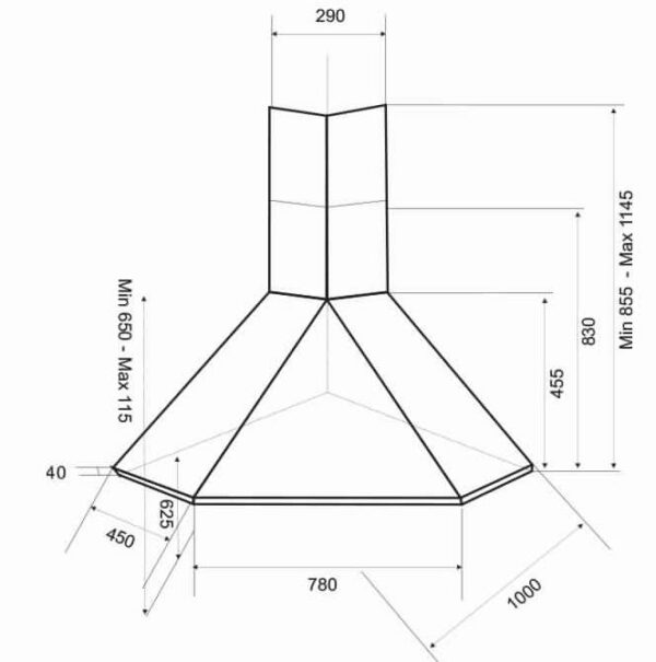 HOTTE DE COIN FOCUS F1000X 100CM - INOX – Image 2