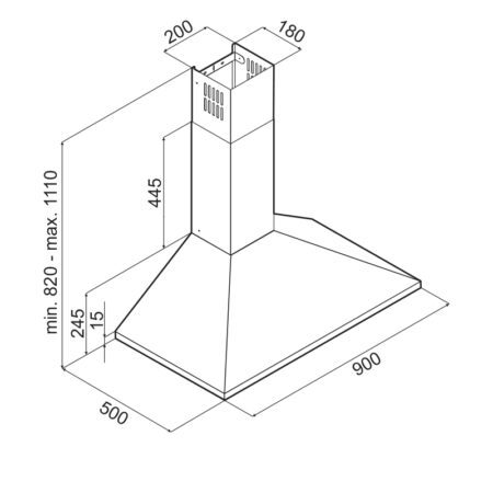HOTTE PYRAMIDALE FOCUS F905X 90CM INOX – Image 2