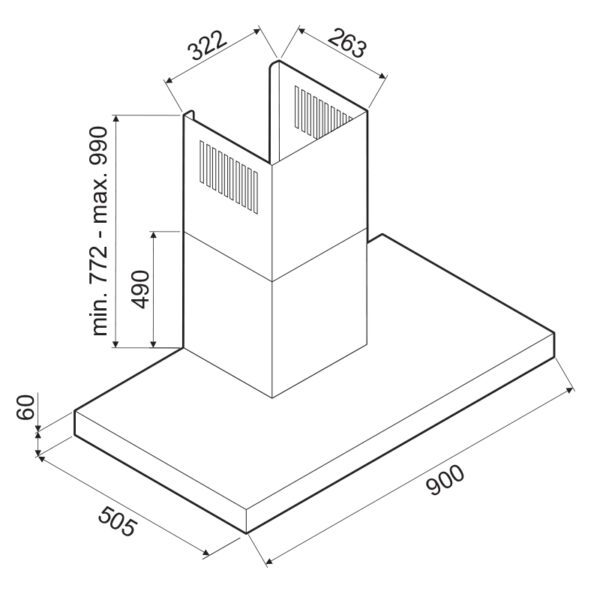 HOTTE CHEMINÉE FOCUS SOFT 9050 - 90CM - INOX – Image 2