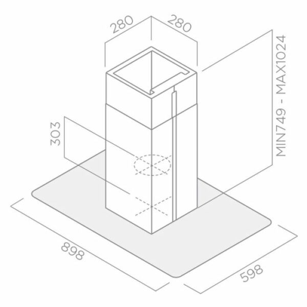 HOTTE CENTRALE FOCUS F917X 90CM INOX ET VITRE – Image 2