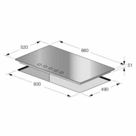 PLAQUE CUISSON FOCUS F40179BS- 5F - 86 CM - NOIR – Image 2