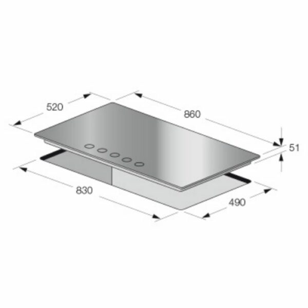 PLAQUE CUISSON FOCUS F40179BS- 5F - 86 CM - NOIR – Image 2