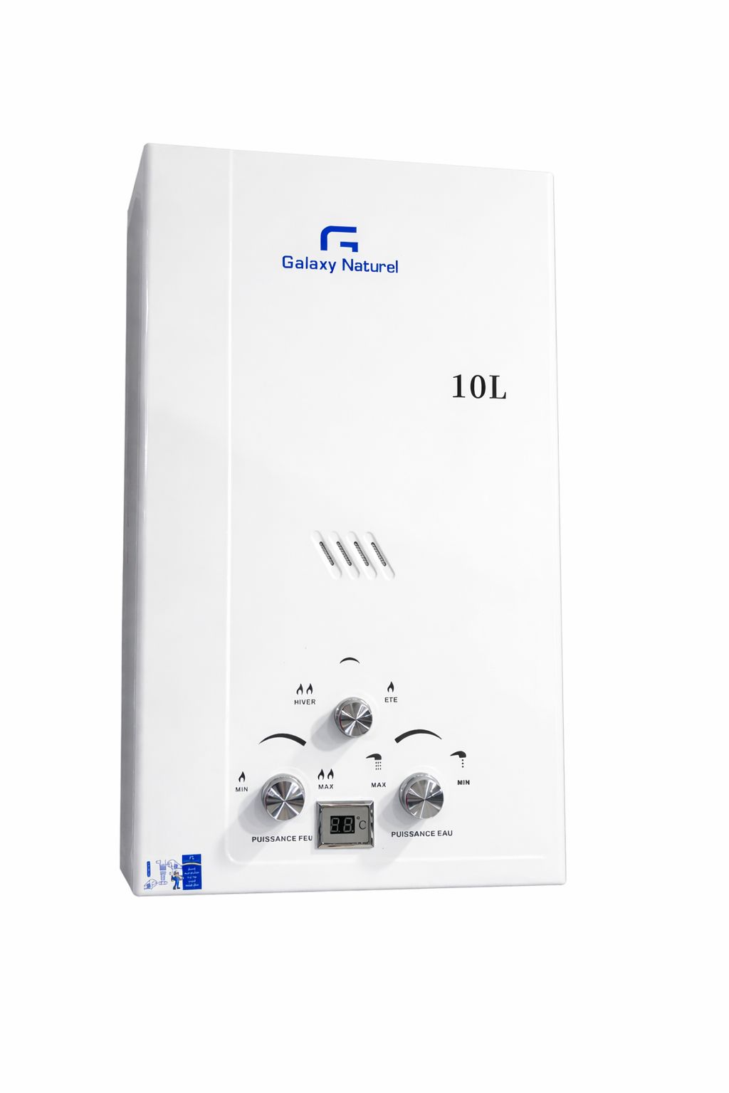 CHAUFFE BAIN GALAXY NATUREL À GAZ 10L +AFF BLANC